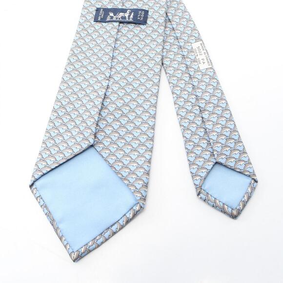 Hermes HERMES tie, silk, men's, blue and gray